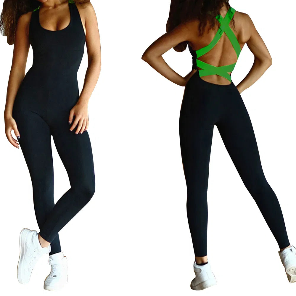 Yoga Workout Jumpsuit for Women - Sleeveless & Stretchable