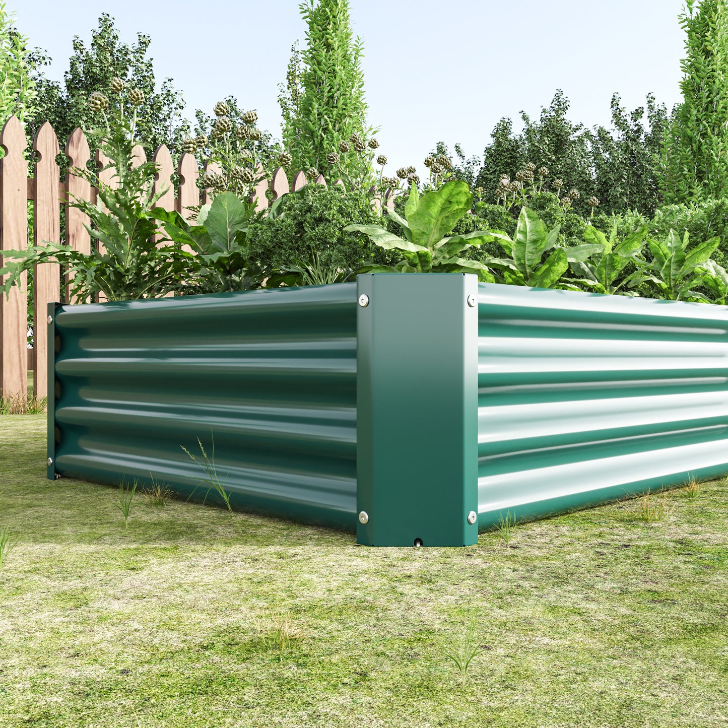 2PCS Green Metal Raised Garden Planter Beds - 6'x3'x1'