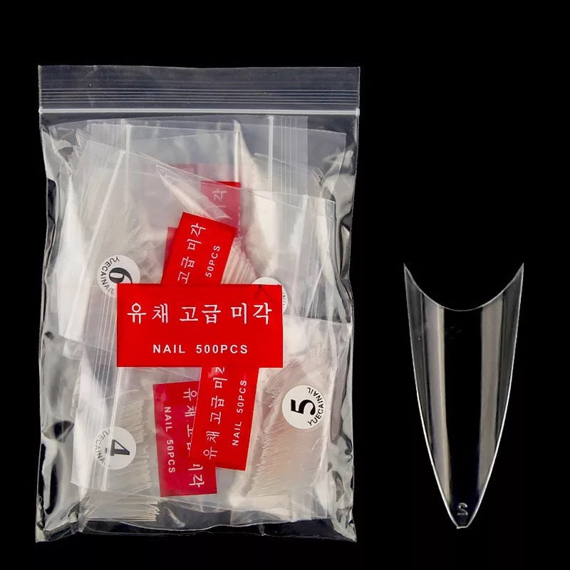 500 Pcs Transparent White Nail Tips Fake Nails Manicure Supplies