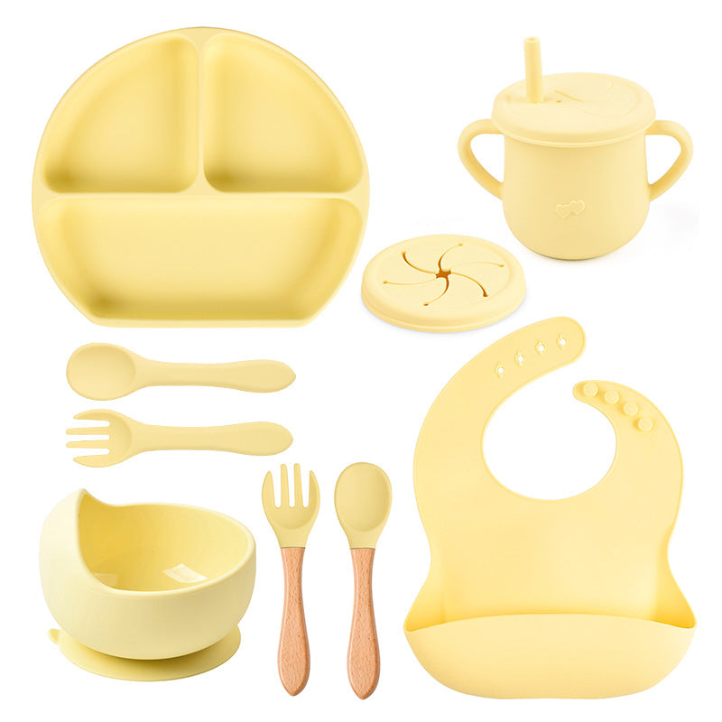 Silicone Solid Color Baby Tableware Set - Child Safe Dinnerware Kit