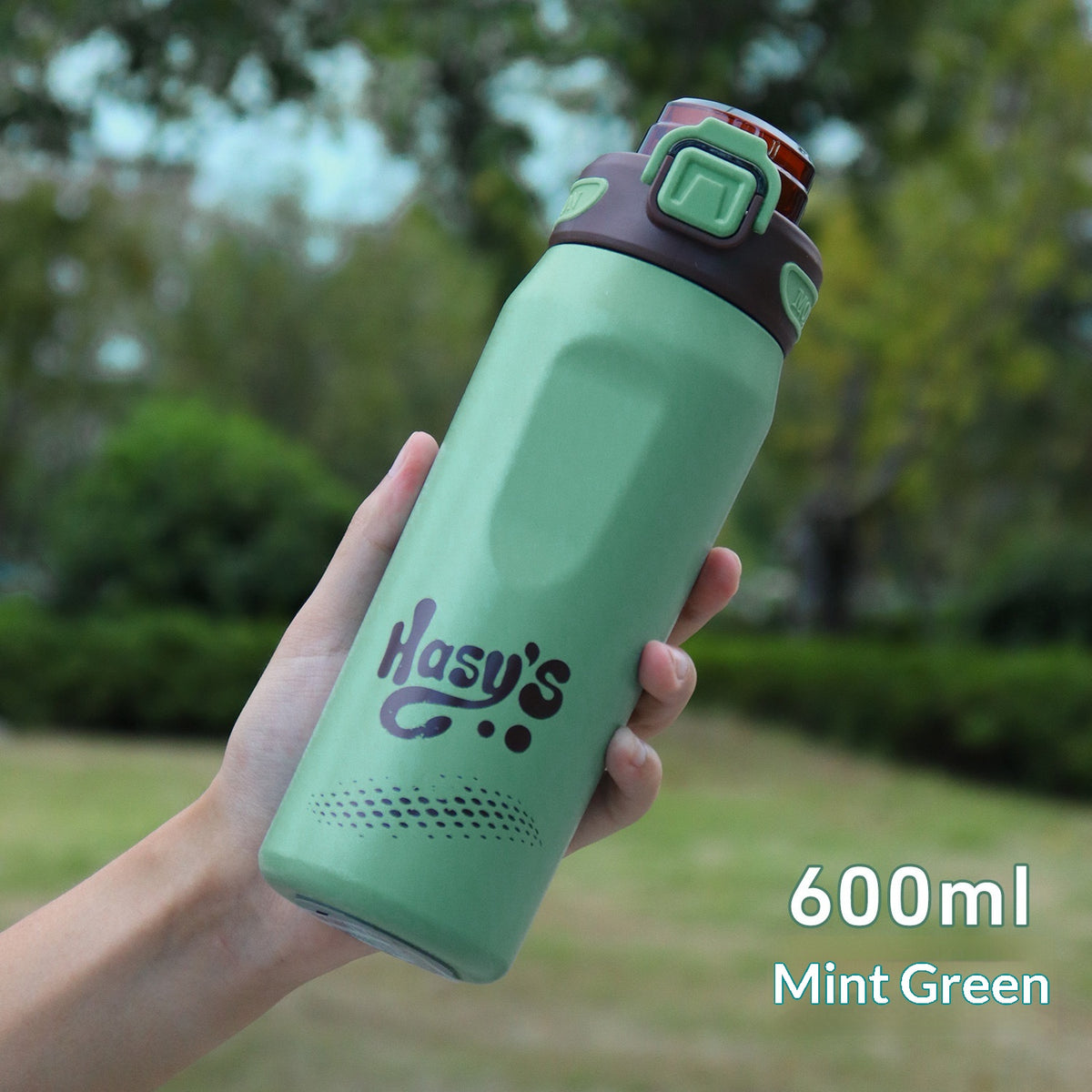 600ml Stainless Steel Outdoor Water Bottle with Carrying Strap - Multiple Colors