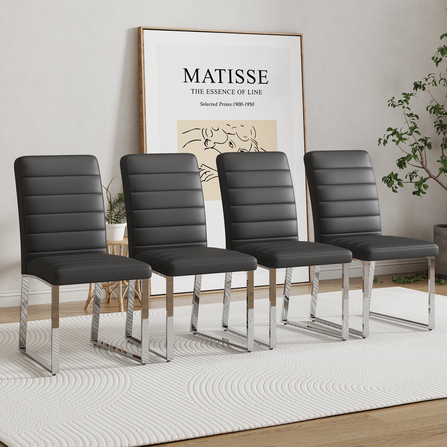4-Pack - Heavy-duty Chairs Set ,2.1in Thick Cushion, Iron Frame,