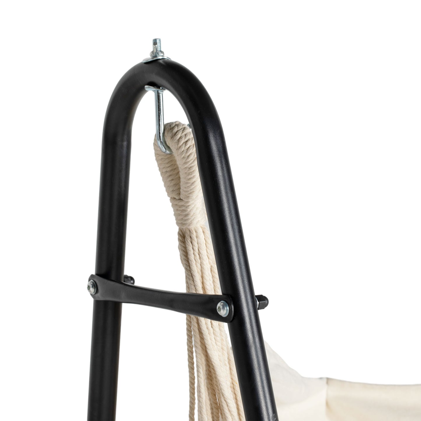 Hammock Swing Chair with U Shape Stand and Side Pocket - Cream White