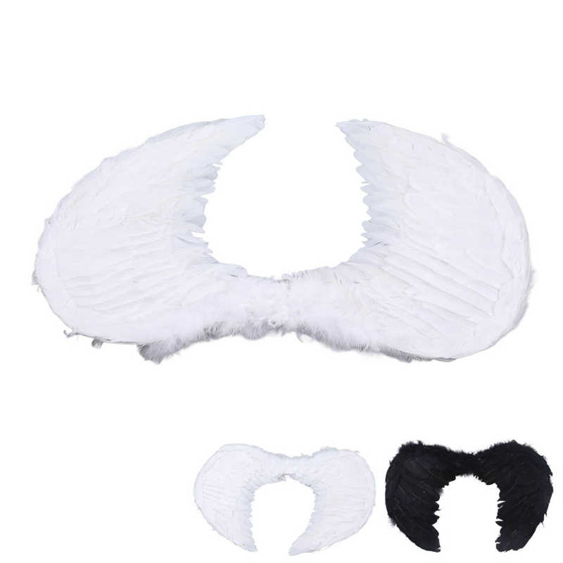 Feather Angel Wings for Christmas Stage Performances - Black & White