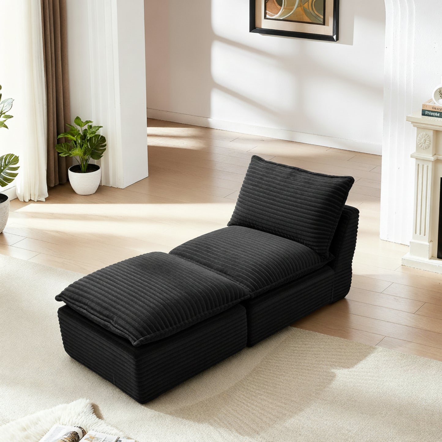 Dark Gray Modern Corduroy Cloud Sofa - Comfortable & Versatile