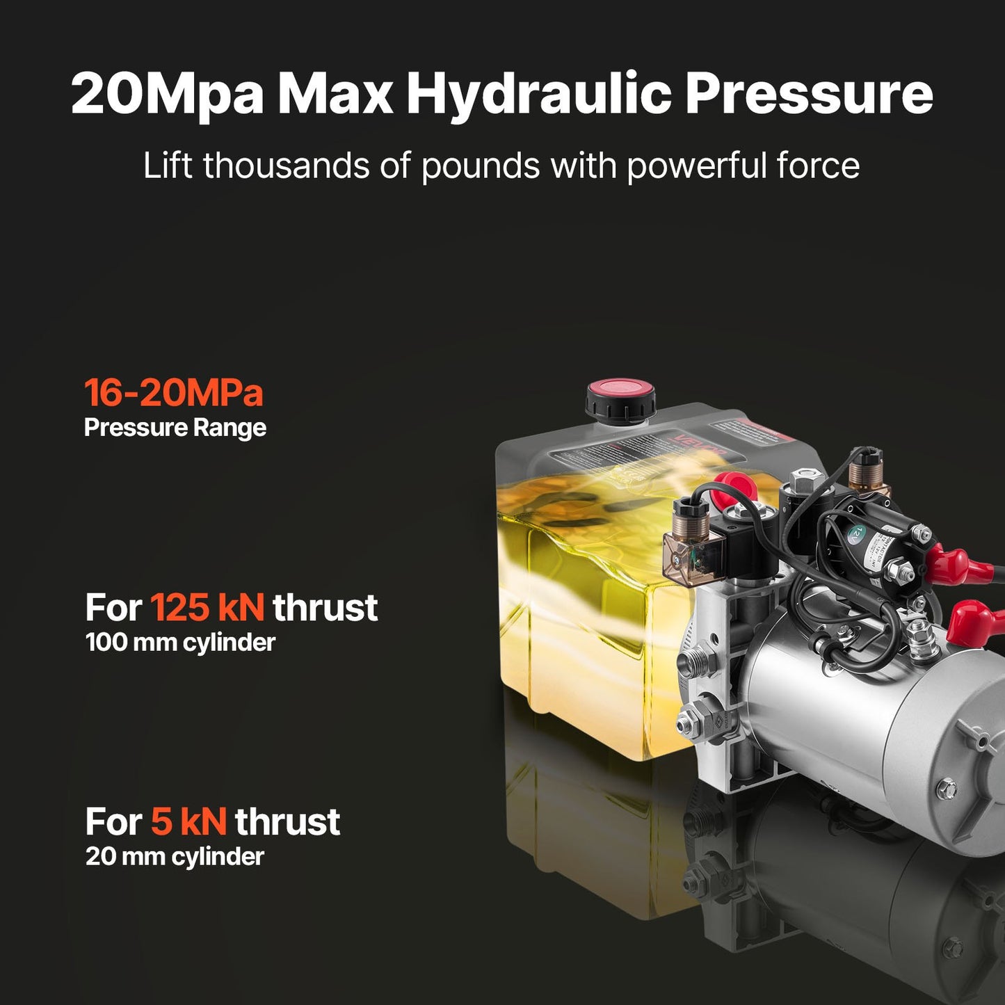 4 Quart Hydraulic Power Unit for Dump Trailer 3200 PSI 12V Pump Black