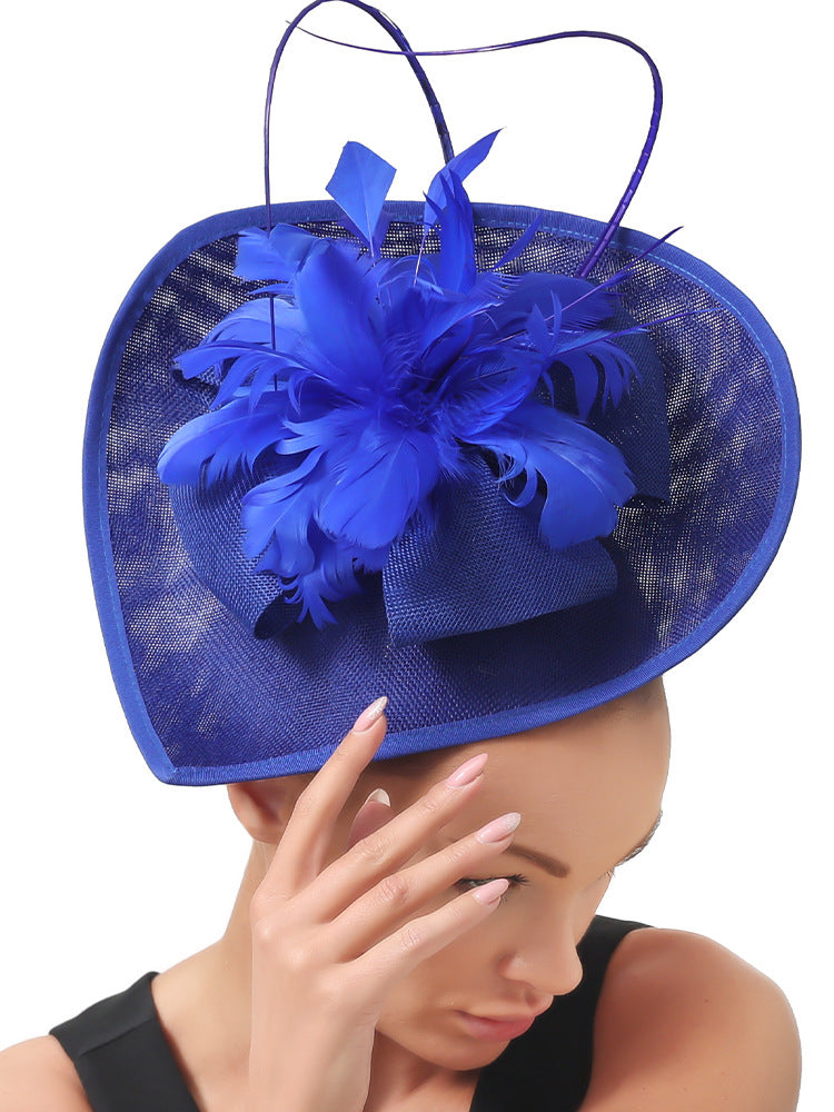Dome Top Hat with Feathers - Women's Hair Clip