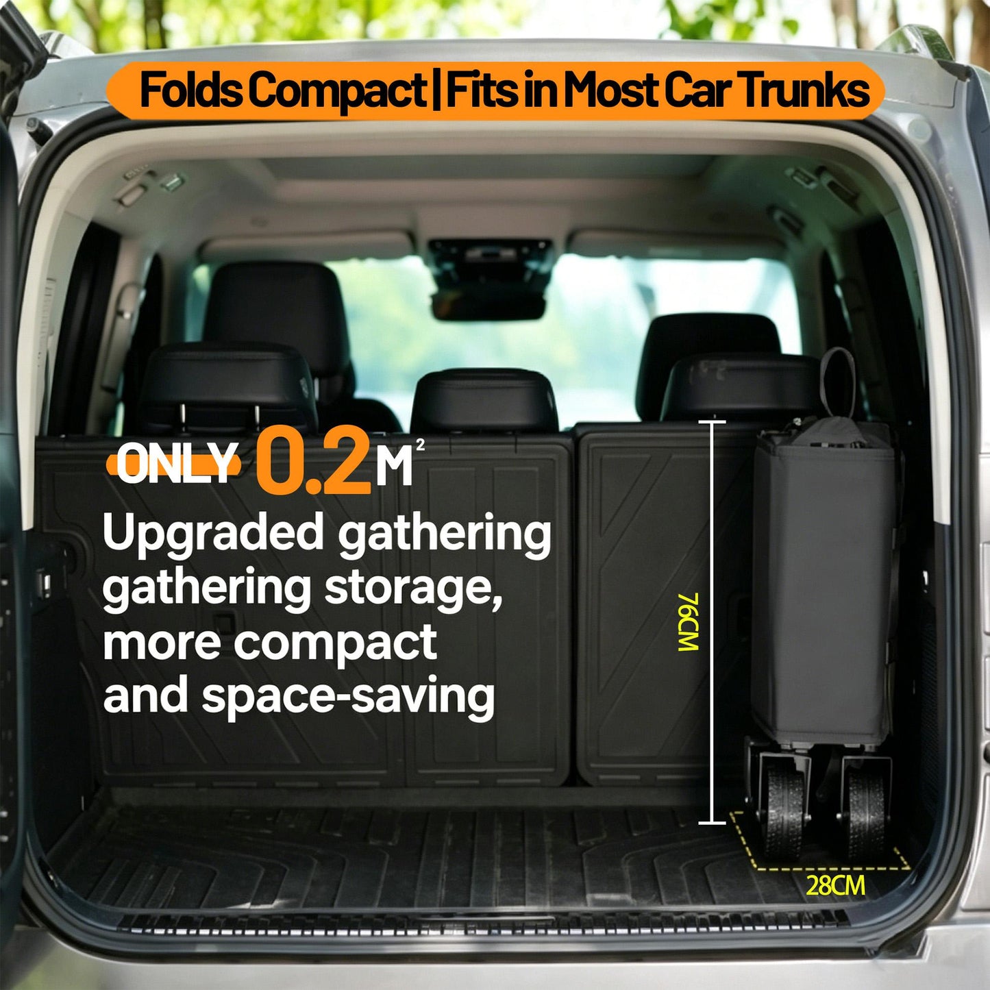 Foldable Camping Cart with Removable Tabletop & All-Terrain Wheels