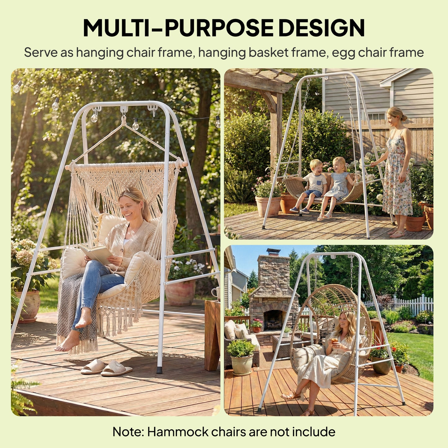 Hammock Chair Stand for Indoor & Outdoor Use - White