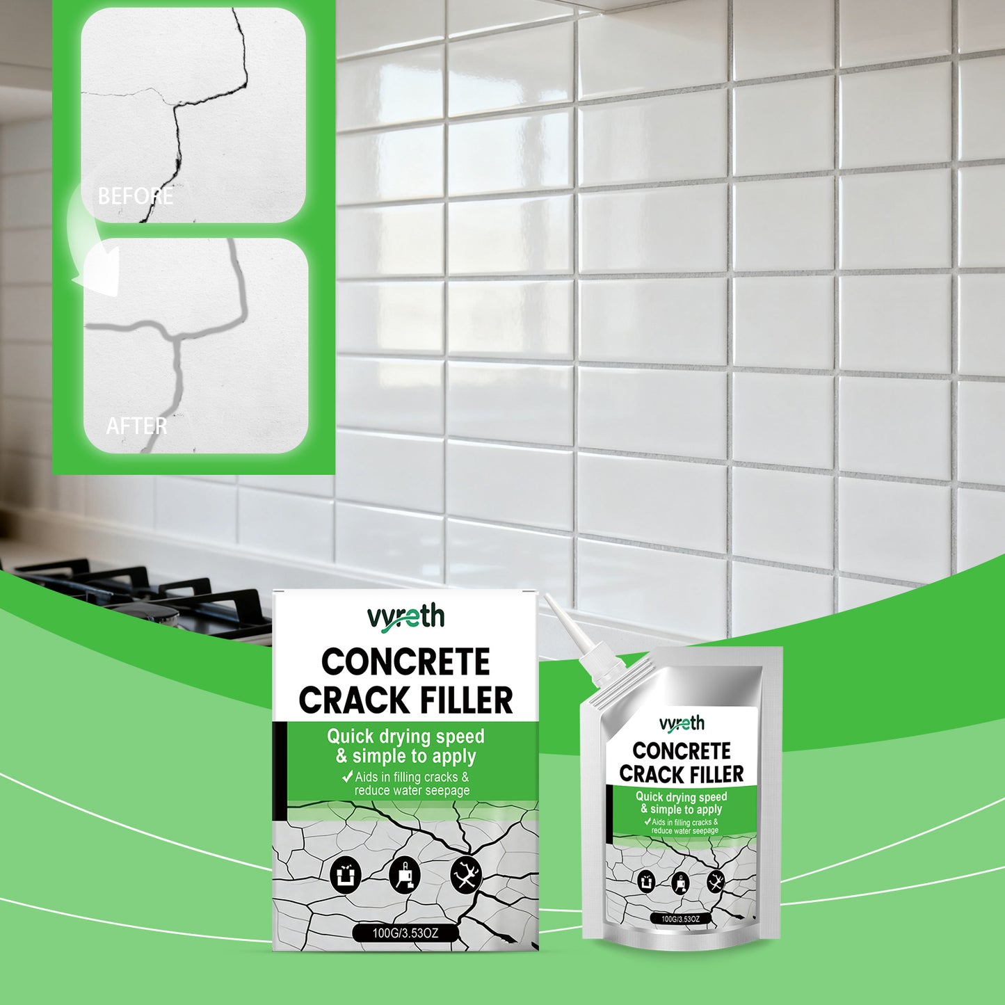 Waterproof Crack Filler 100g - Durable Repair Compound for Concrete and Masonry