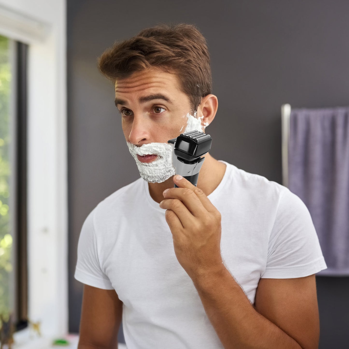 5-Blade Electric Foil Shaver for Men - Wet & Dry Beard Trimmer - Black