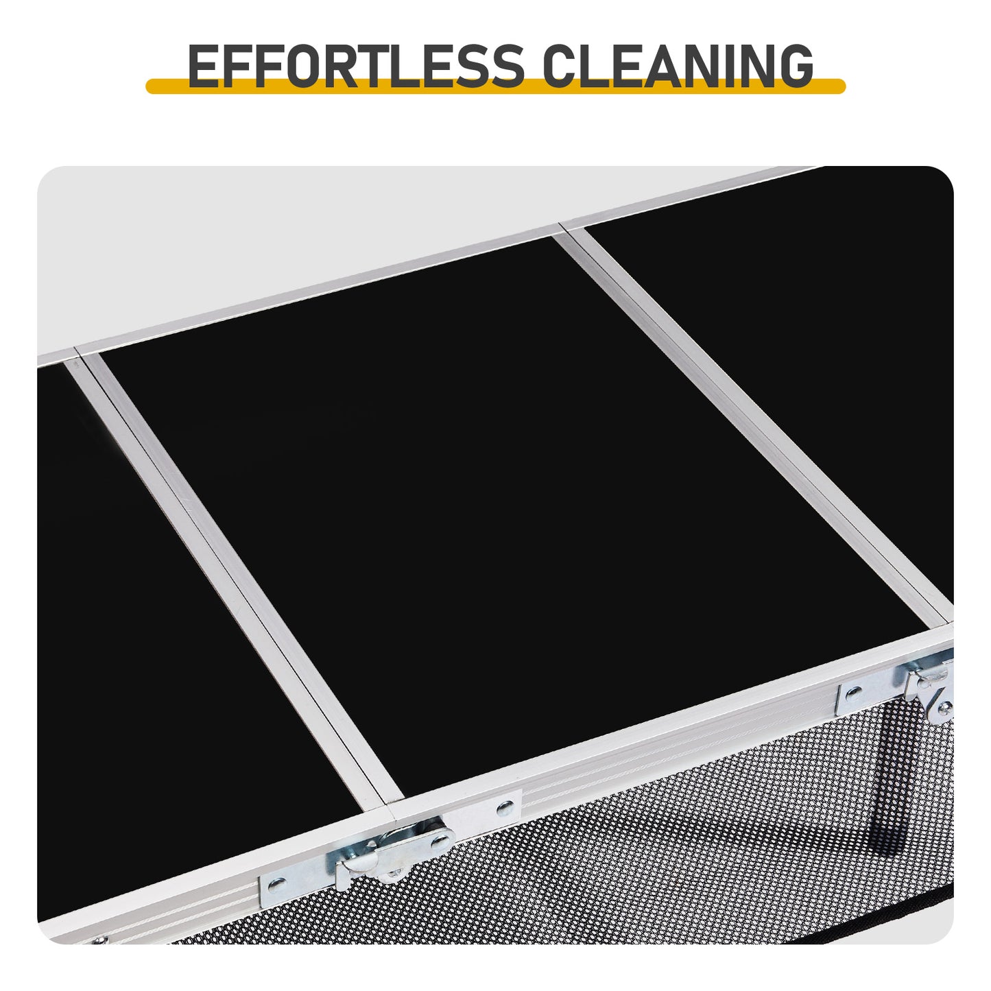 3ft Adjustable Height Foldable Camping Table with Storage Mesh - Black