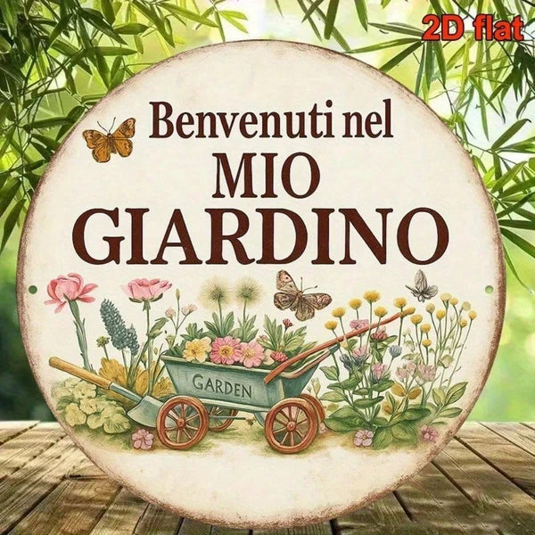 Vintage Welcome to My Garden Sign - 8x8 Inch Aluminum Plaque