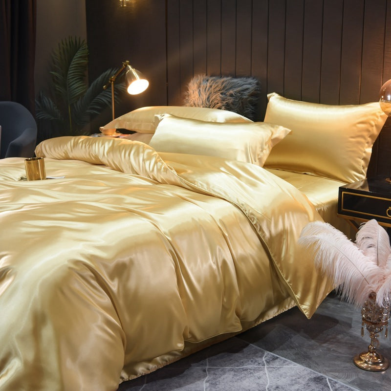 Double-Sided Silk Quilt Cover Set - Four-Piece Bedding Decor
