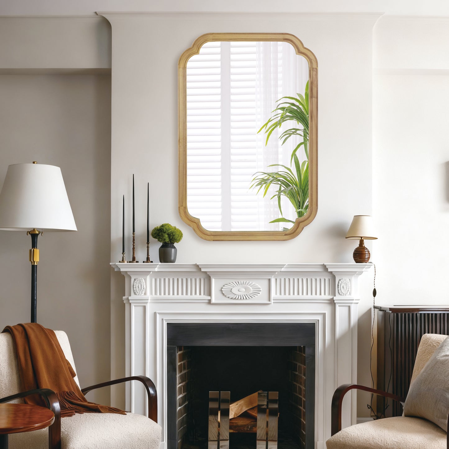 Natural Wood Frame Decorative Mirror - 24" x 36" Rounded Corner