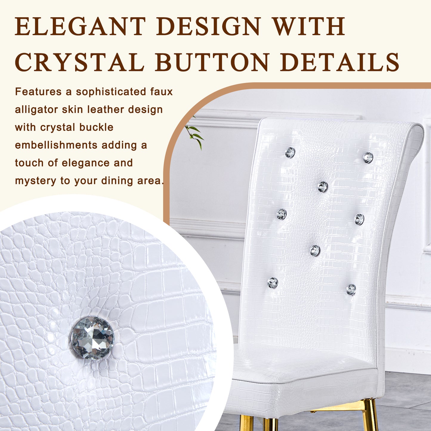 Set of 4 Retro Upholstered Dining Chairs with Alligator Texture