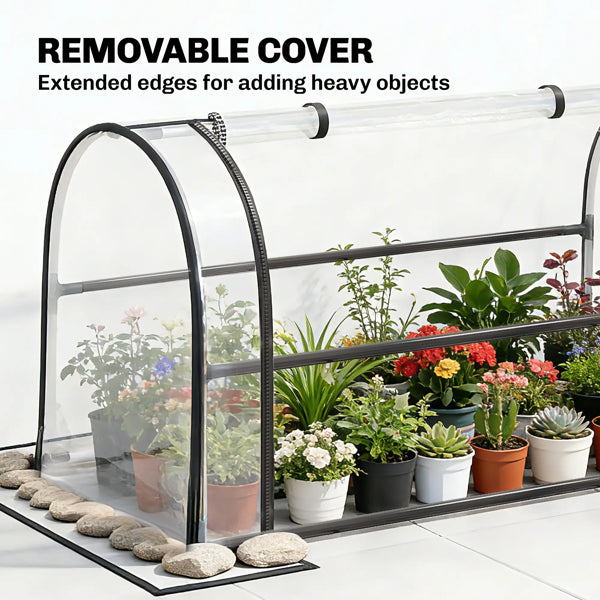 Raised Garden Bed with Mini Greenhouse Cover - Black