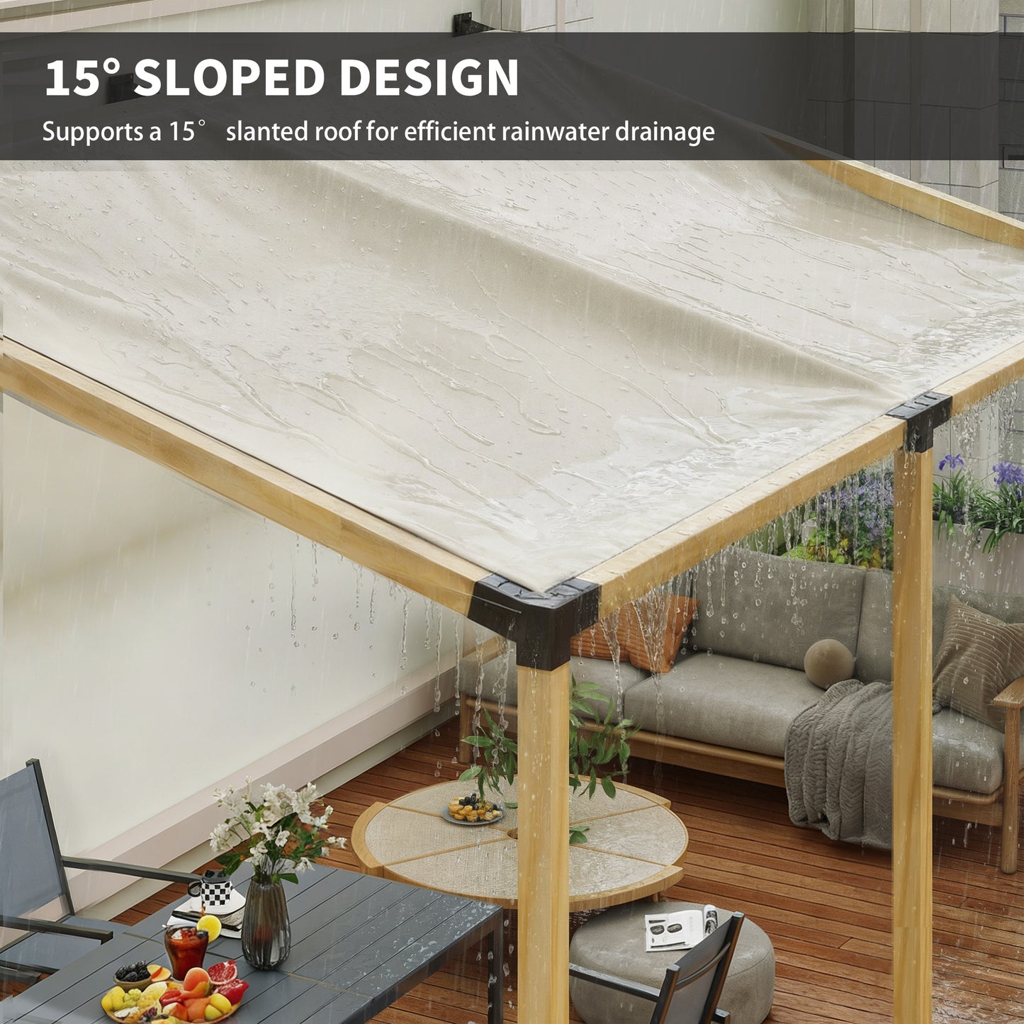 Pergola Kit with 15° Slanted Brackets & Post Bases - Black
