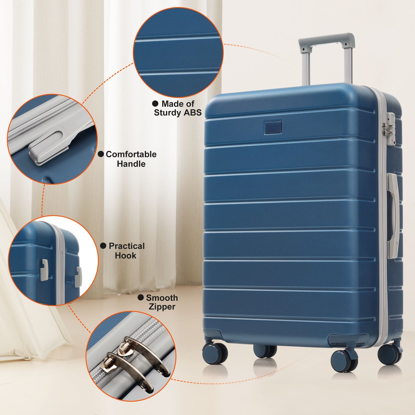 6-Piece Hardside Luggage Set with TSA Lock & Expandable Duffel - Blue