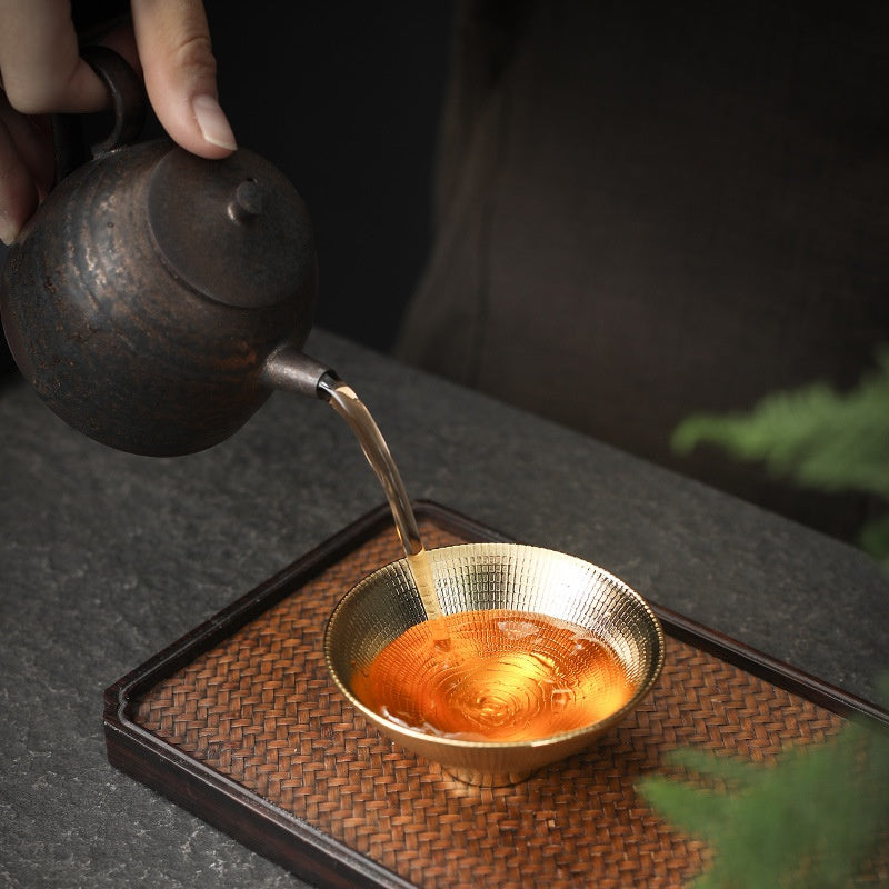 Ceramic Tea Cup Gilding Temmoku Style Tea Bowl for Kung Fu Tea Set - Xiangyun Color
