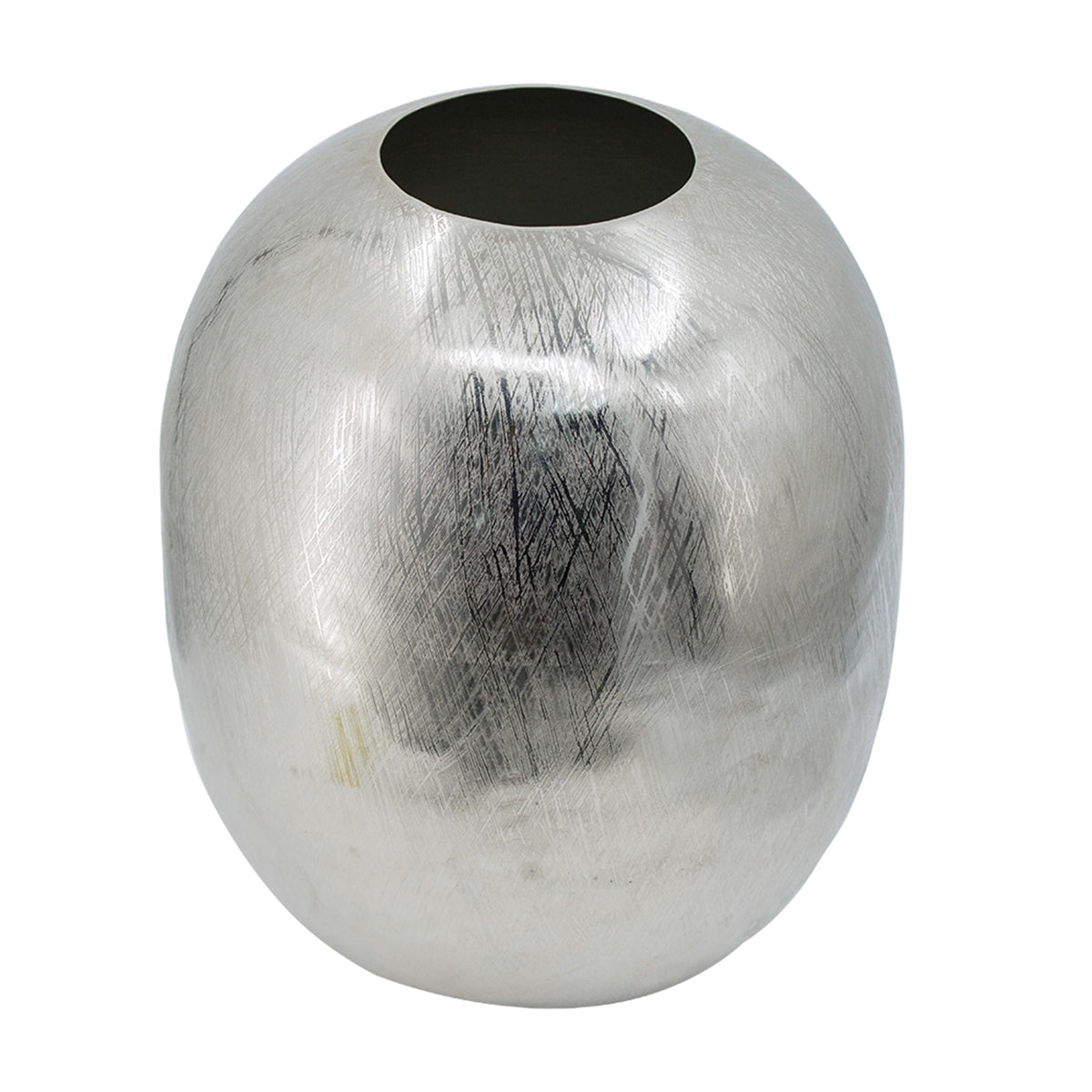 10.5x10.5x13 Aluminum Vase, Silver Streaks