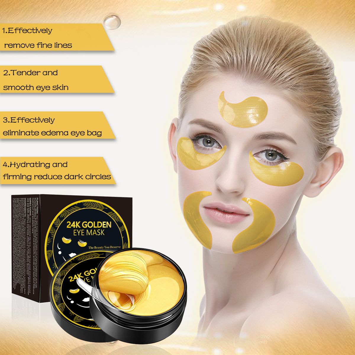 Moisturizing Eye Mask Set - Gold, Seaweed, Hyaluronic Acid & Black Pearl Variants