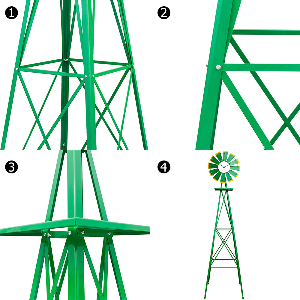 8FT Weather-Resistant Garden Windmill with Steel Frame for Lawn Decor