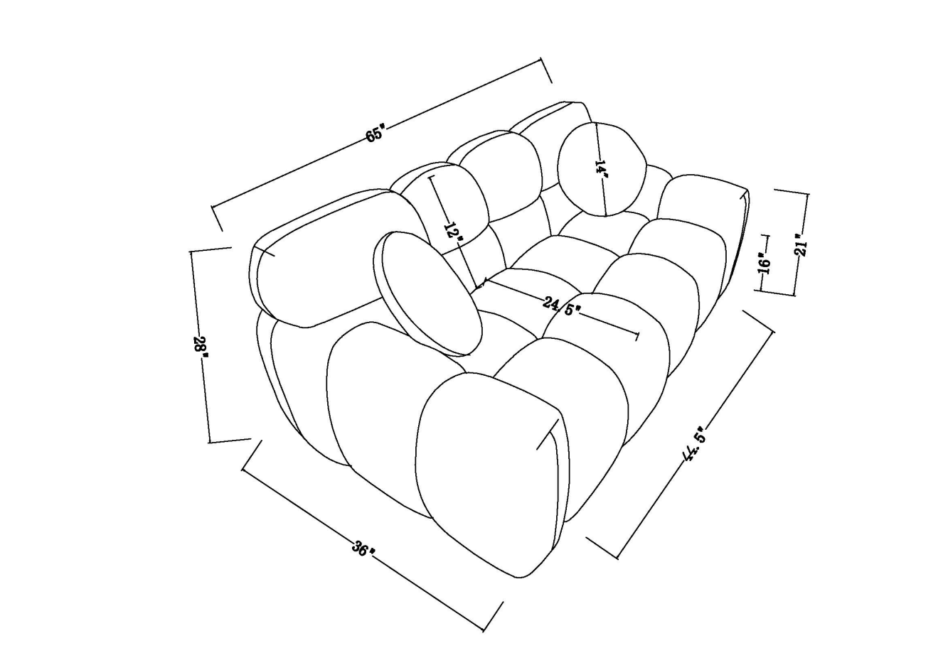 Beige Boucle 2-Seater Marshmallow Sofa - Comfortable Design