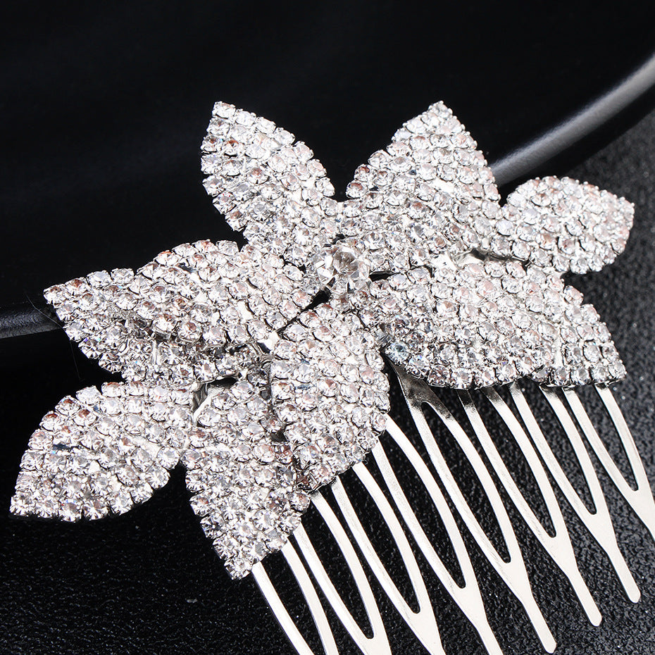 Elegant Bridal Rhinestone Hair Comb with Flower Design - Wedding Accessories