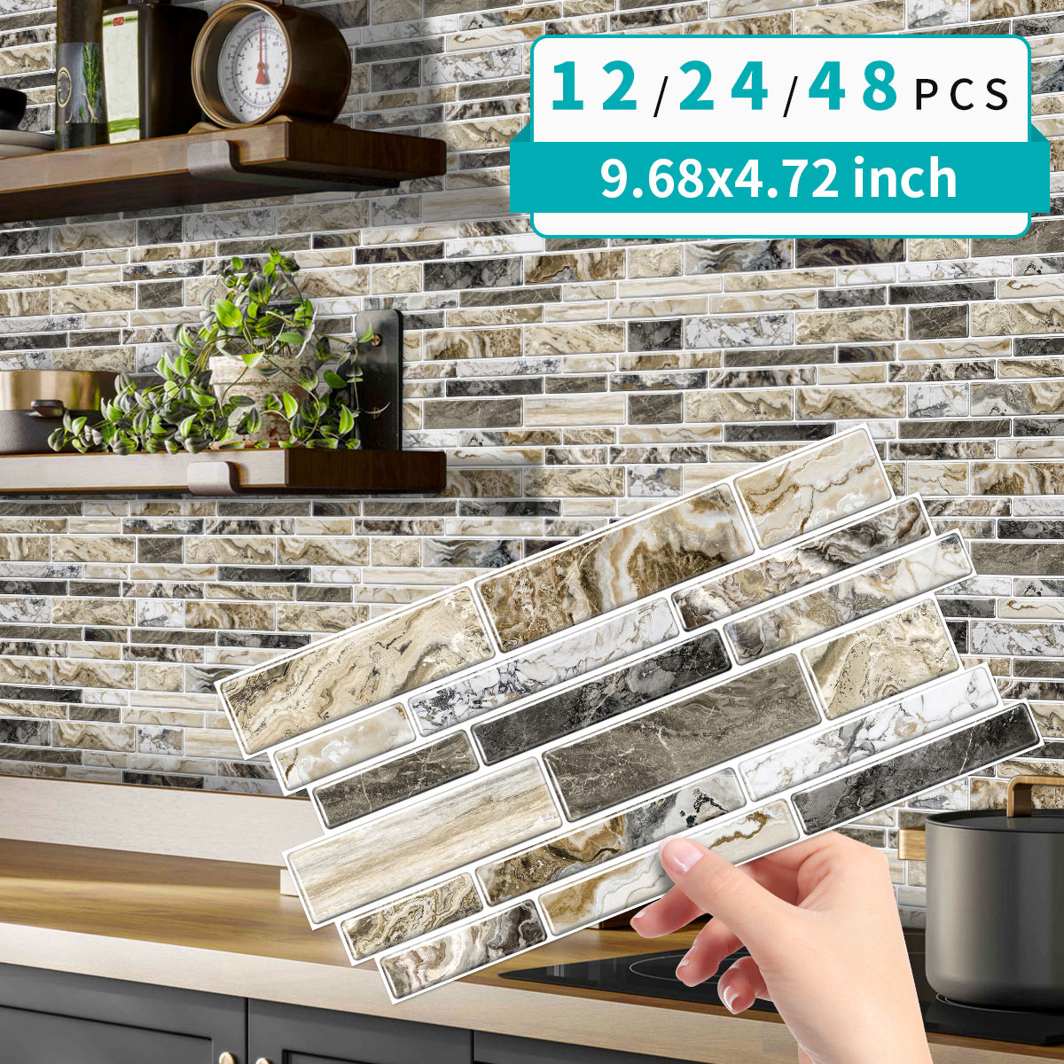 Peel and Stick Imitation Marble Pattern Wallpaper - Taupe