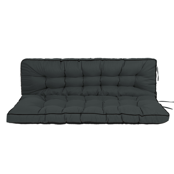 Outdoor Swing Cushions 55 Inch Waterproof 4-Inch Thick Patio Seat Pad with Backrest & Ties - Dull Grey