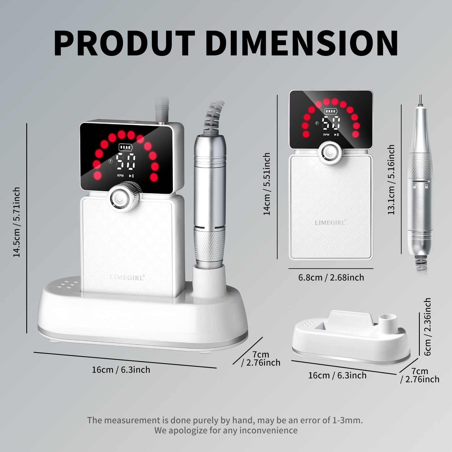 Professional Portable Electric Nail Drill - 50,000 RPM Rechargeable E-File