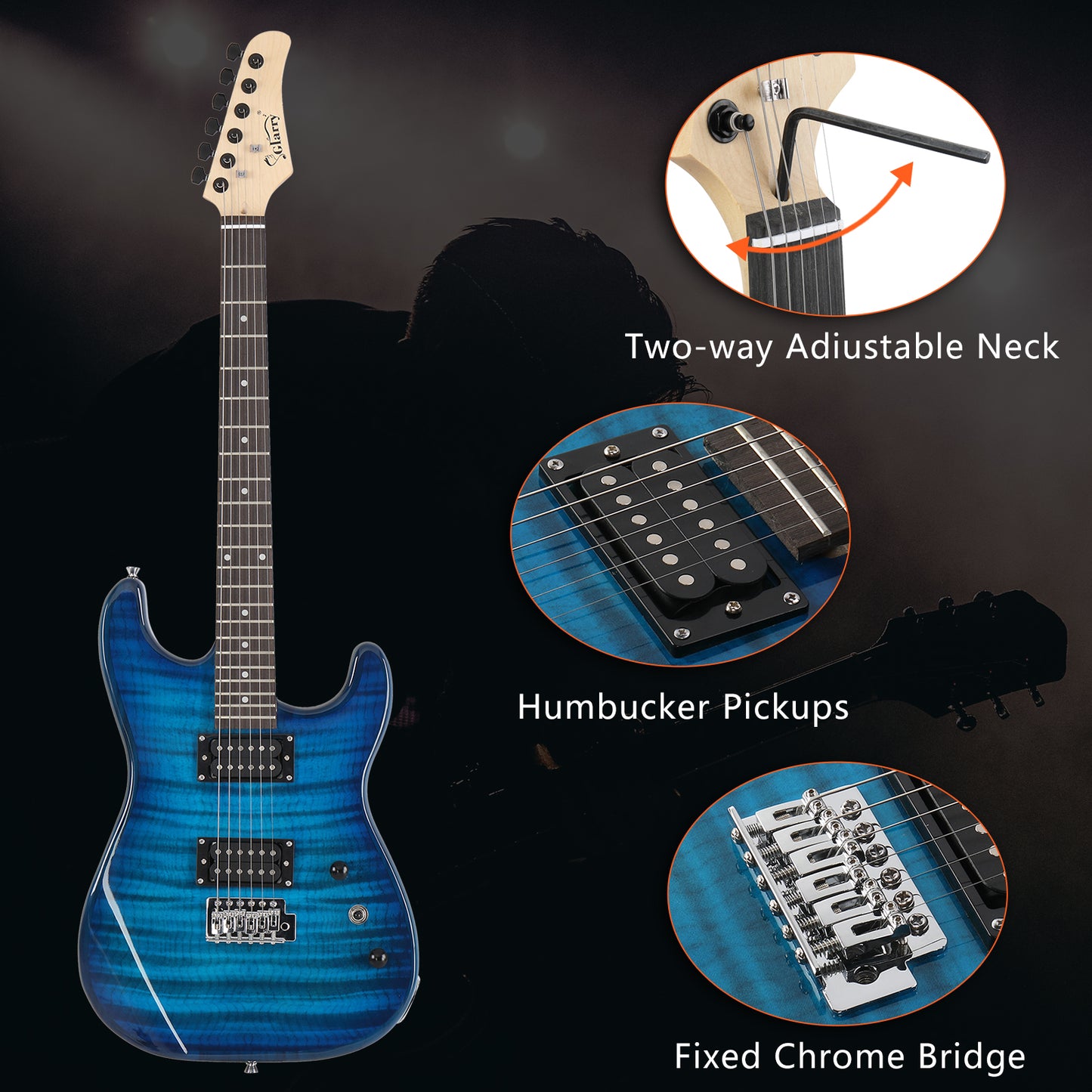 Electric Guitar Kit with Speaker - Blue