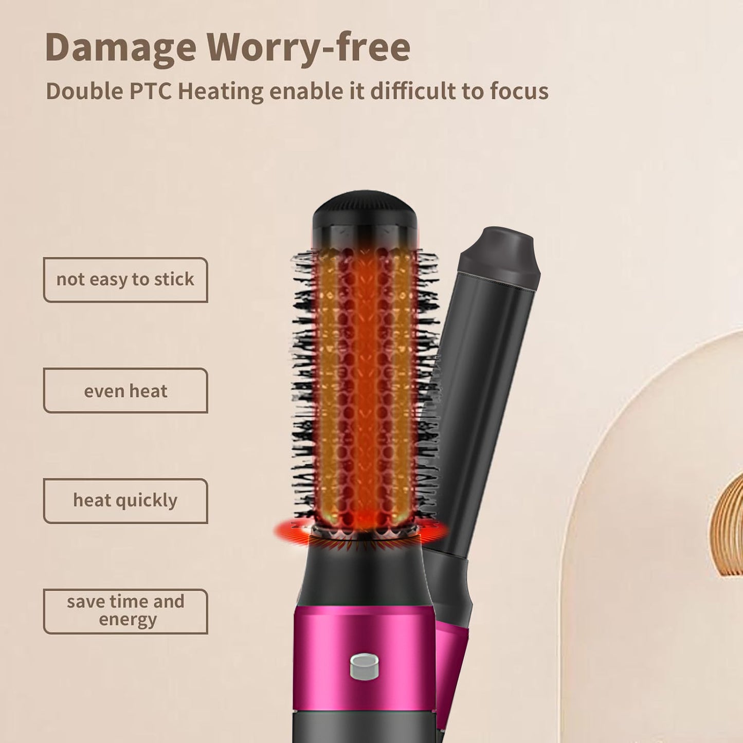5-in-1 Ionic Hair Dryer Brush Kit - Detachable Styling Heads, 1000W
