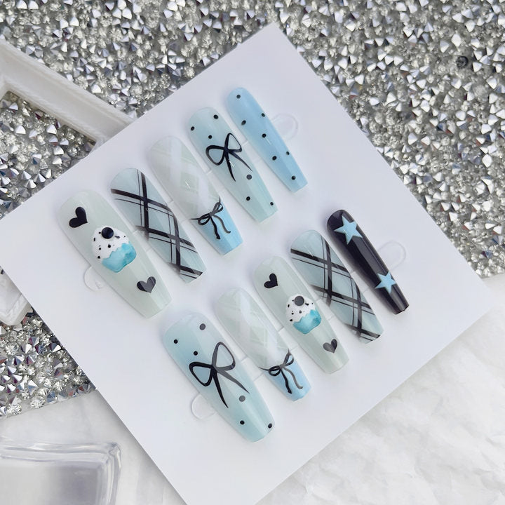Summer Nail Stickers Set with Glossy and Frosted Sealing Layers - Cool Ice Cream Design
