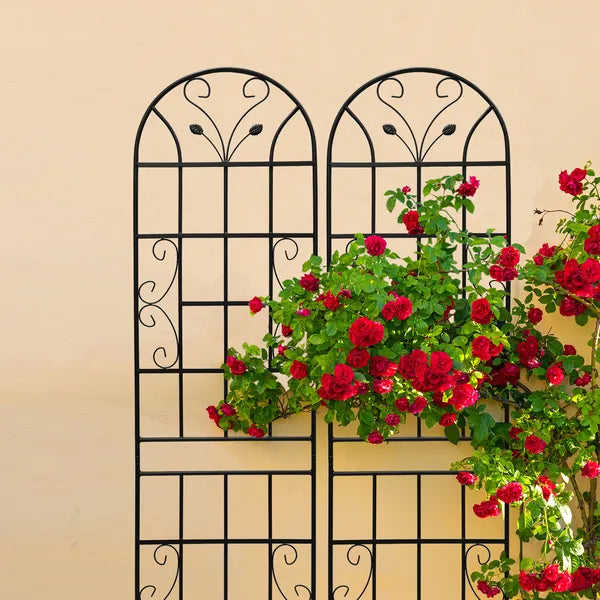 Metal Garden Trellis - 86.7" Rustproof Support for Climbing Plants - Black - 4 Pack