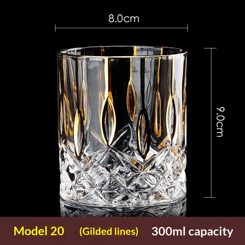 Large Gold-Trimmed Gin Crystal Glass - Vintage Drinkware for Bar & Kitchen