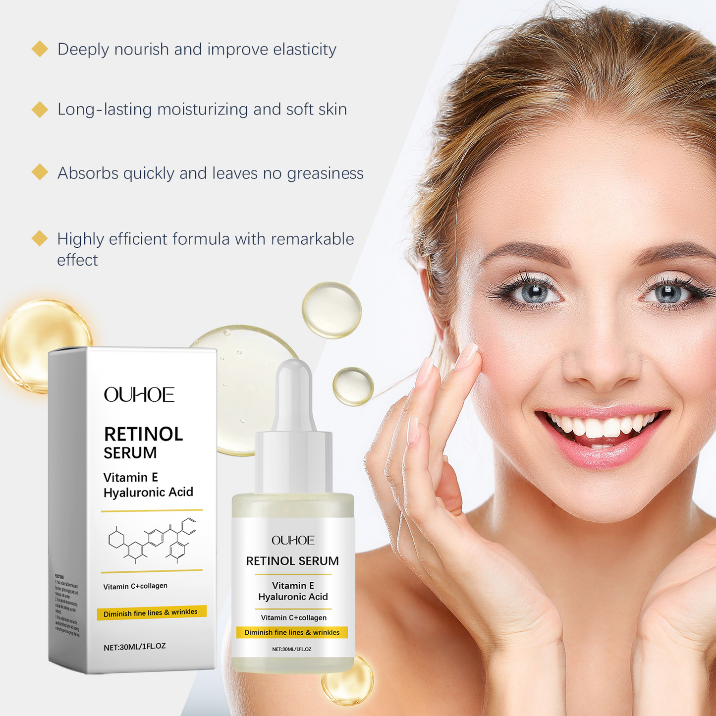 Firming Facial Serum with Retinol & Vitamin C - 30ml Anti-Aging Moisturizer