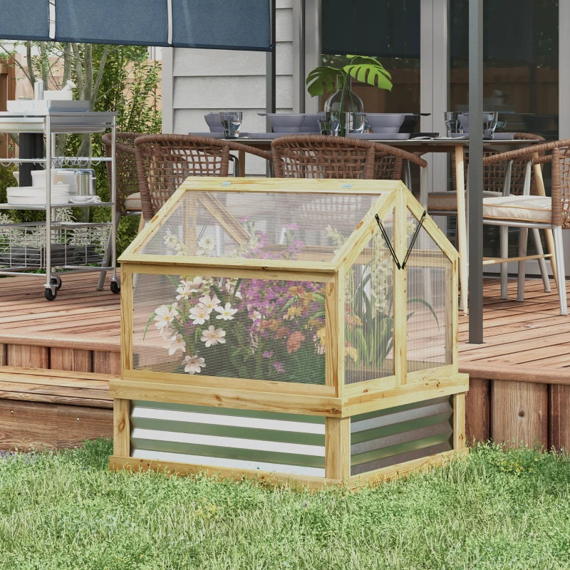 Raised Garden Bed Kit with Greenhouse and Cold Frame - Wooden Planter