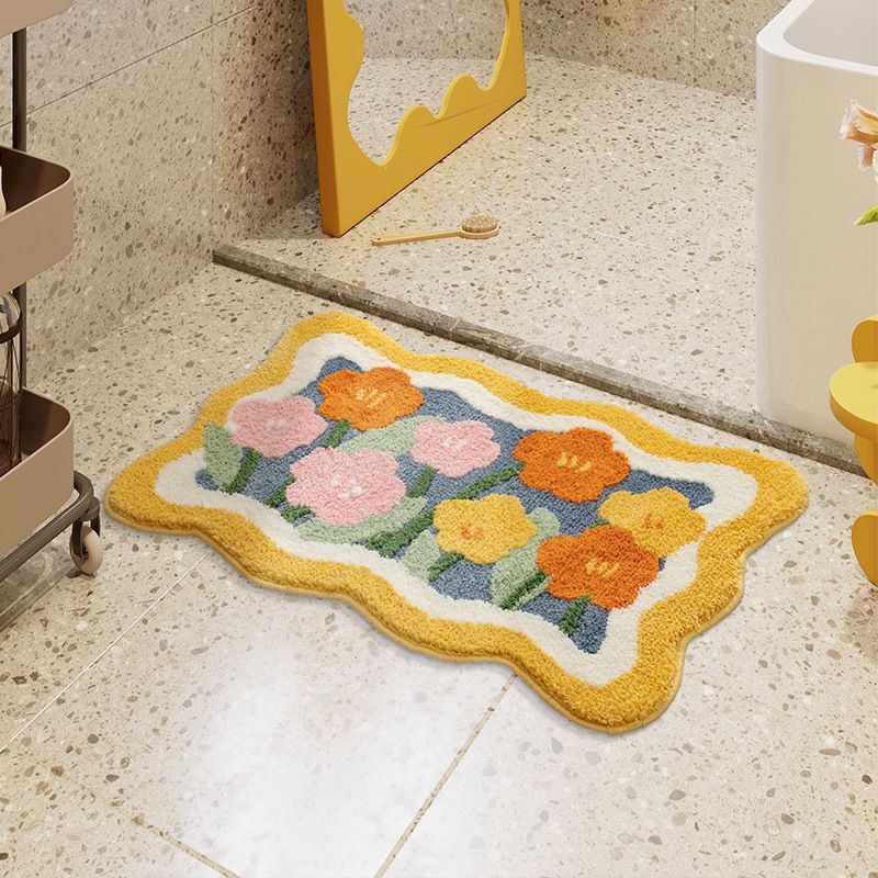 Miniature Flower Bathroom Floor Mat - Soft Imitation Cashmere Absorbent Rug 60x90cm