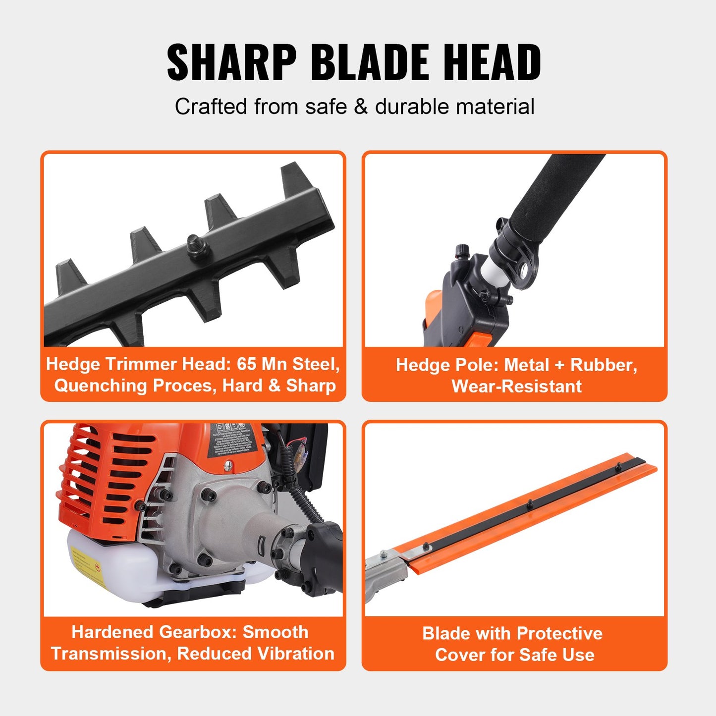 Gas Powered Pole Hedge Trimmer with Dual Sided Blades - 26CC 15.7-Inch