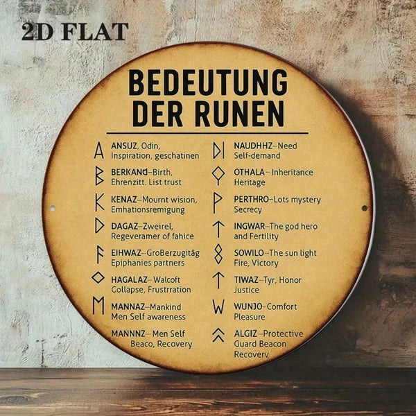 8-Inch German Rune Alphabet Wall Plaque - Viking Decor