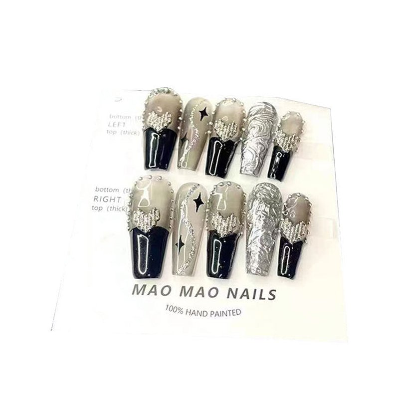 Black Heart Nail Patches - 10 Piece Wearable Set