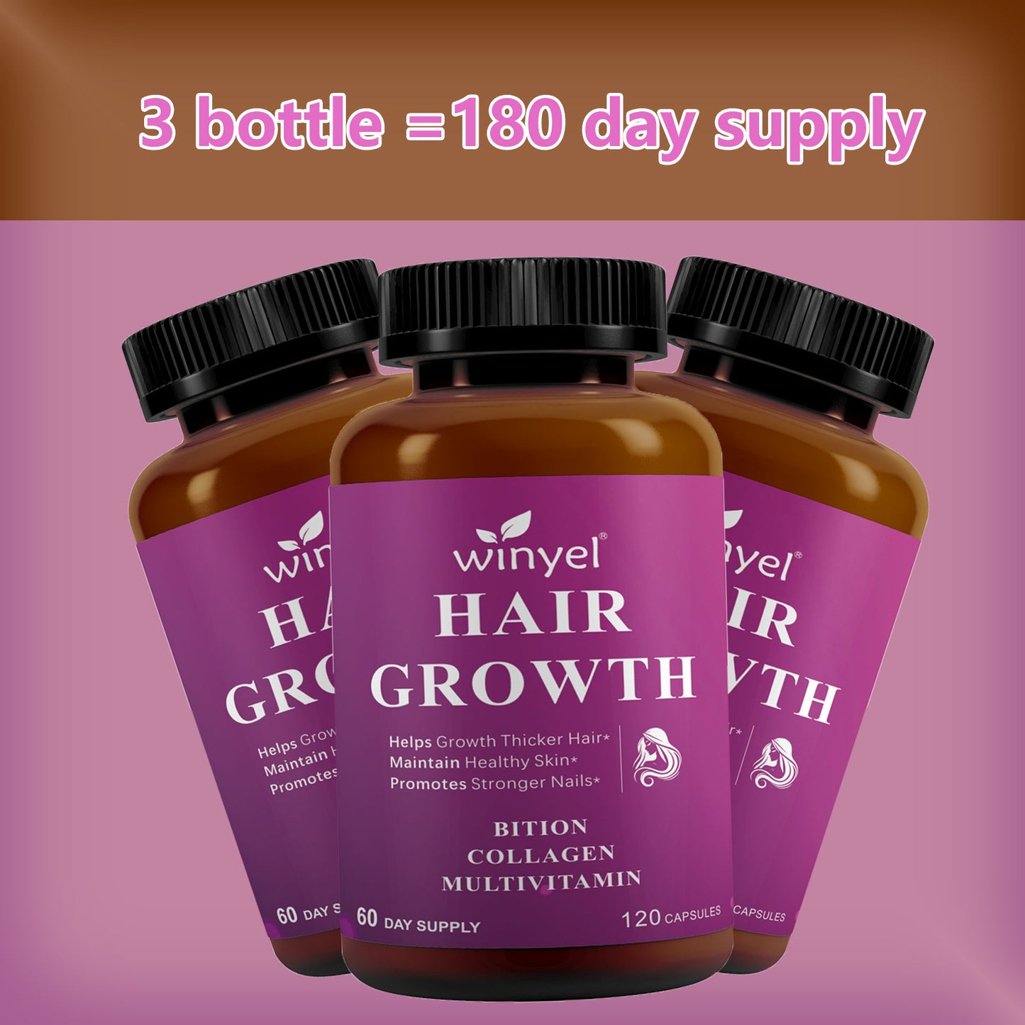 Hair Growth Supplement with Biotin, Collagen & Saw Palmetto for Hair & Nails