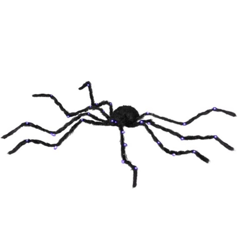 Light-Up Black Spider Decoration with Purple Glowing Legs