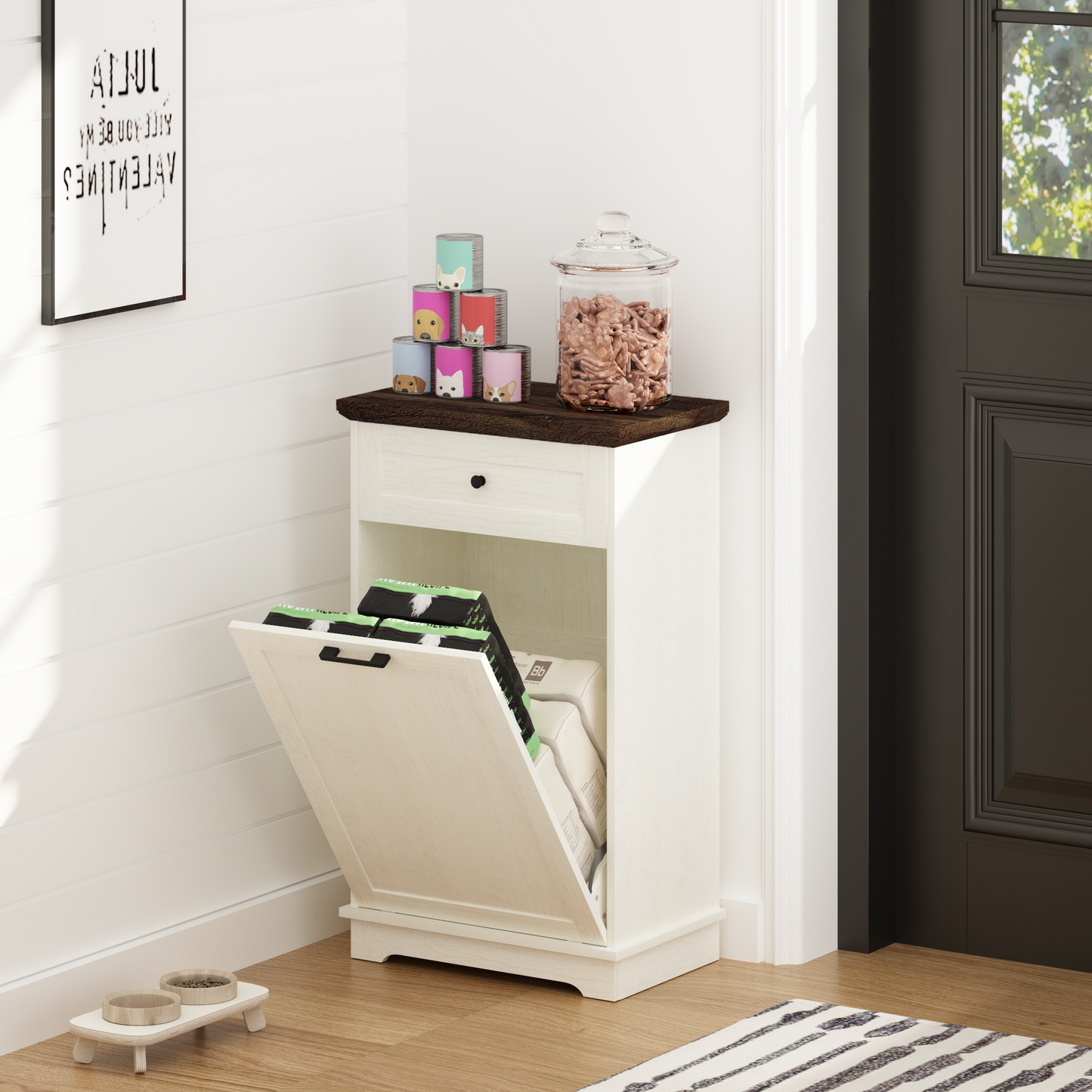 10 Gallon Tilt-Out Trash Cabinet - Antique White