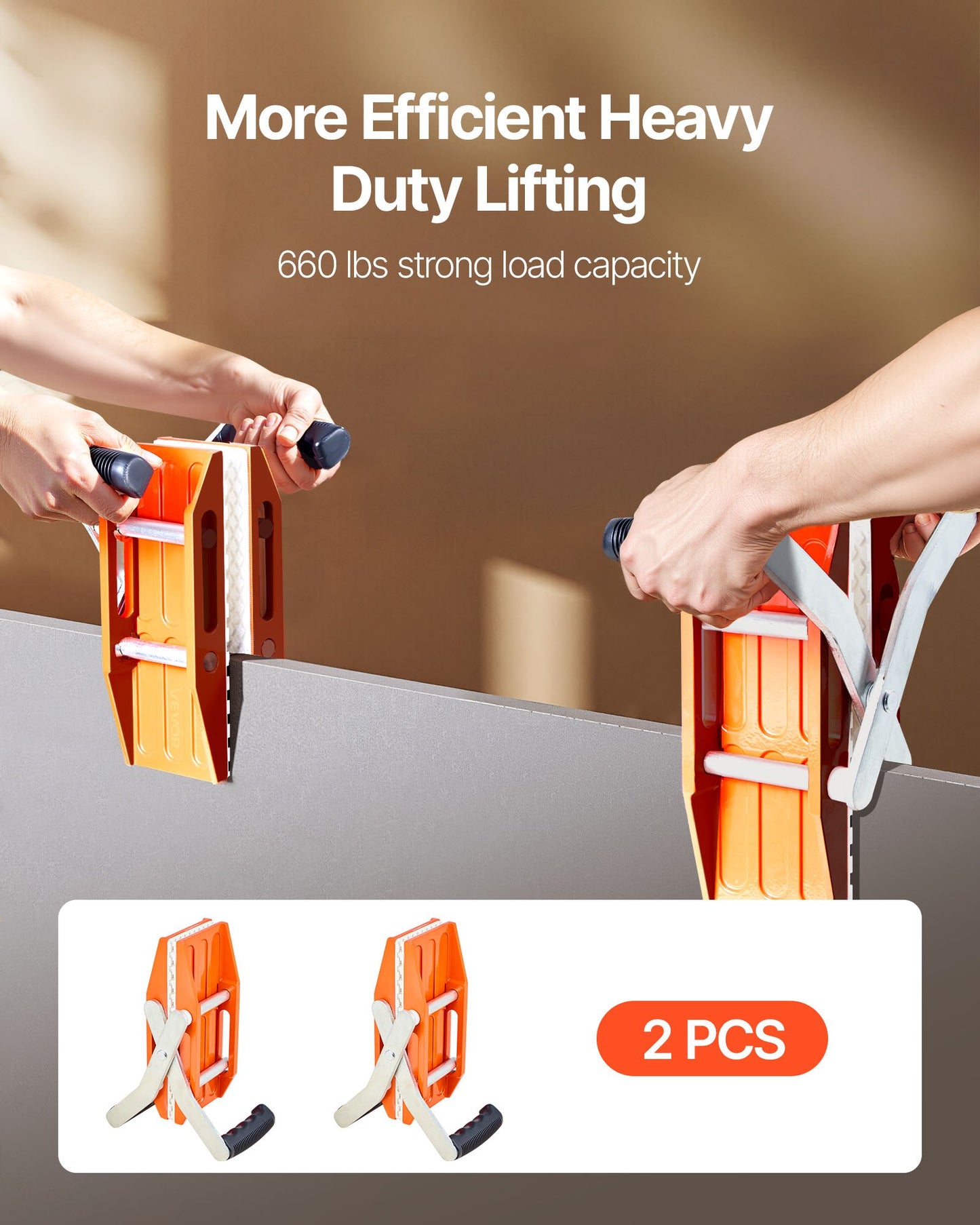 Heavy Duty Stone Carrying Clamps Support 660 lbs for Panel Transport - Orange