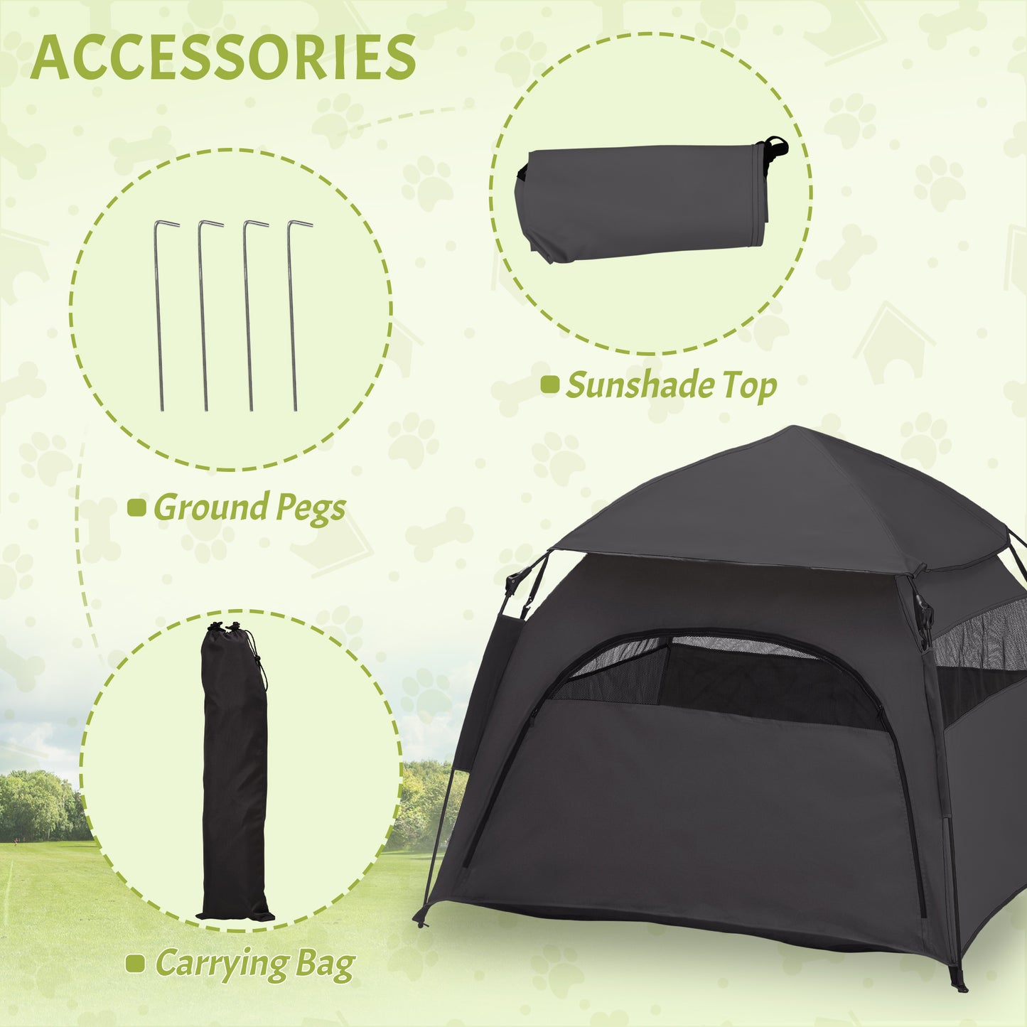 Portable Dog Tent with Carry Bag for Large Dogs, Sunshade & Ventilation