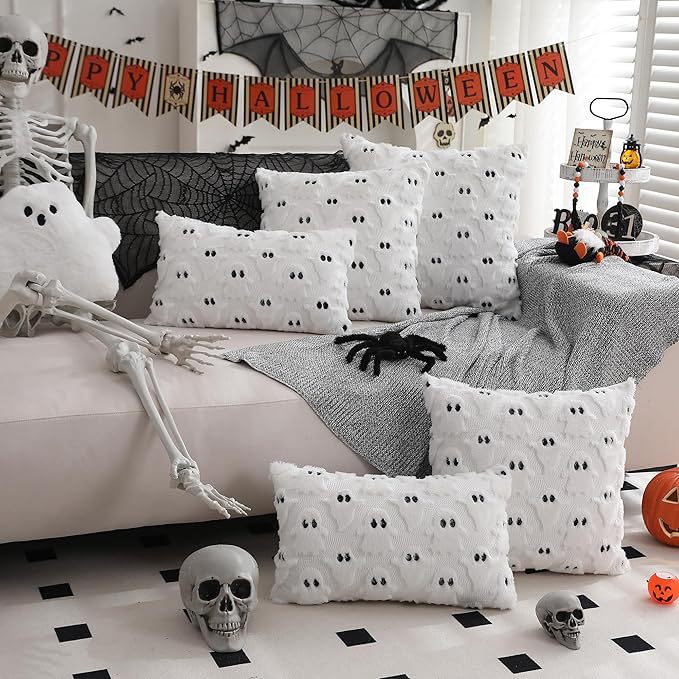 Halloween Ghost Throw Pillow Cover 18x18 Inch Plush Cushion Case for Couch Sofa Bed