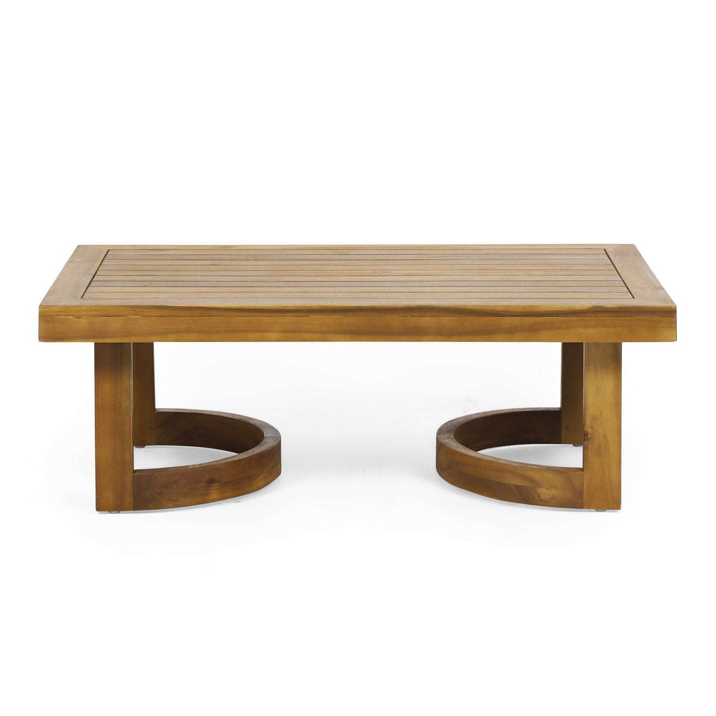 Outdoor Acacia Wood Loveseat And Coffee Table Set With Cushions,